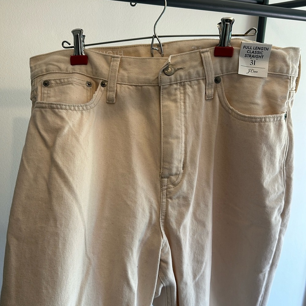 new with tags‼️ J.Crew jeans cream color size 31 full length classic straight